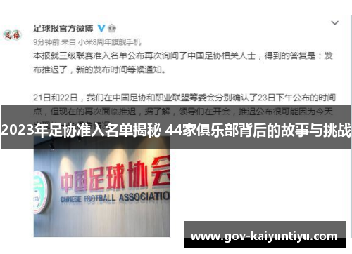 2023年足协准入名单揭秘 44家俱乐部背后的故事与挑战